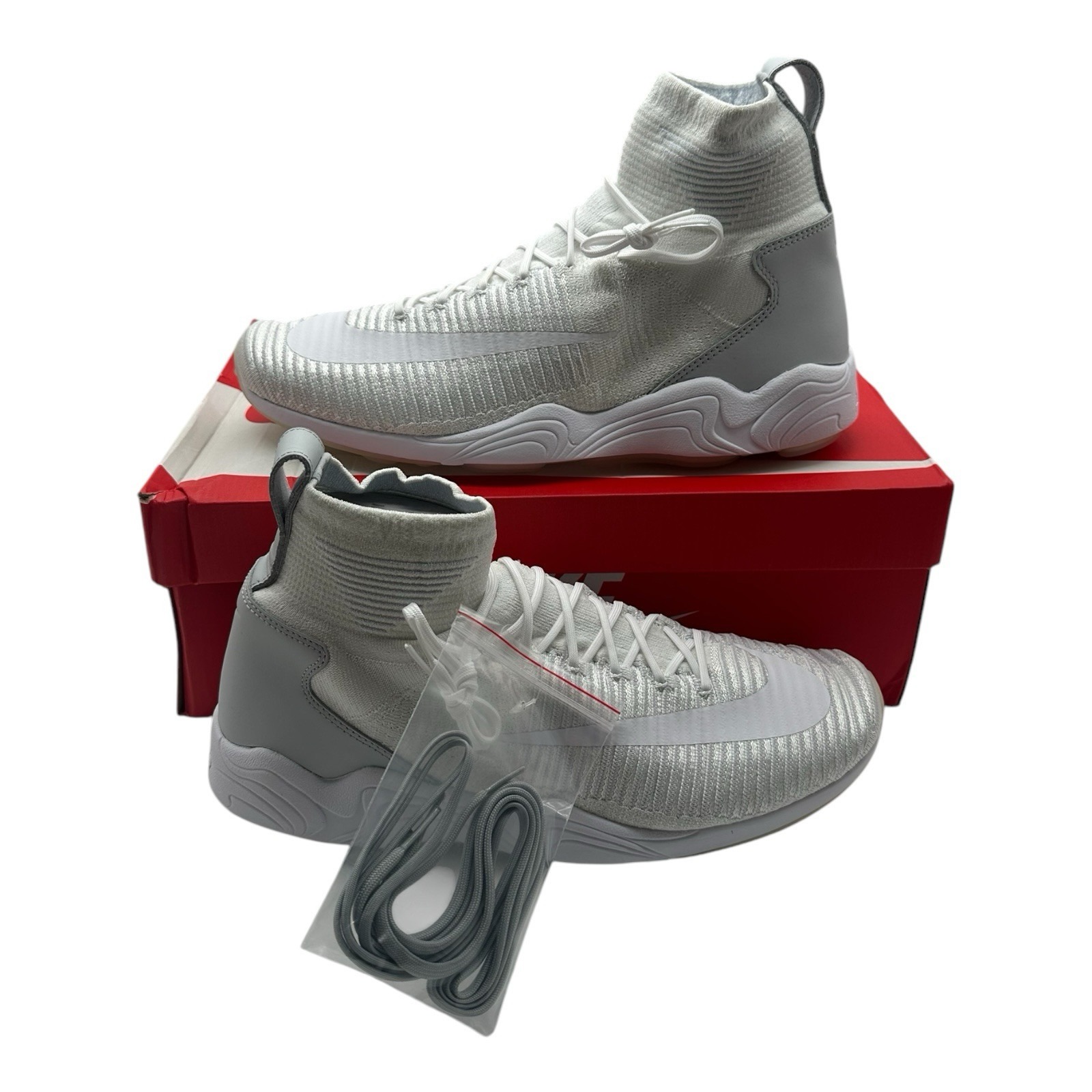 Nike Zoom Mercurial Xi Fk Basketball Shoes Mens 11.5 White Wolf Grey Sneakers